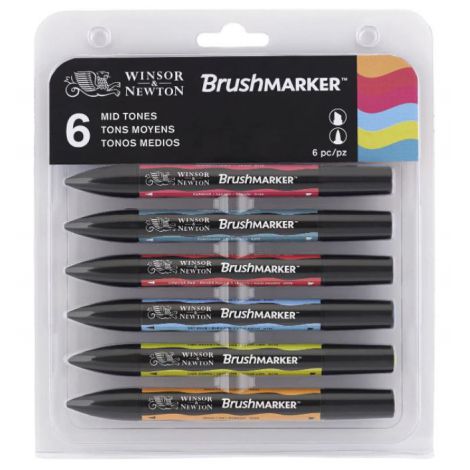 Zestaw Brushmarkerów Winsor&Newton, 6szt Mid Tones
